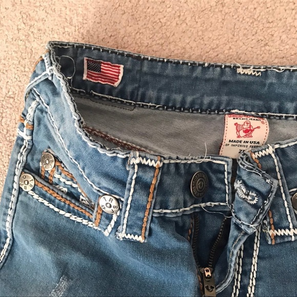 True Religion Joey Jeans 27 Skinny White and Orange Stitching - Picture 7 of 10